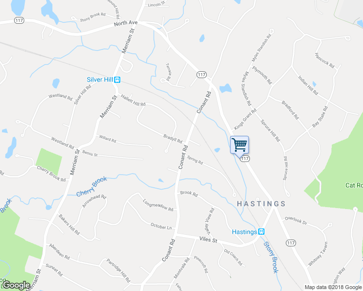 map of restaurants, bars, coffee shops, grocery stores, and more near 332 Conant Road in Weston