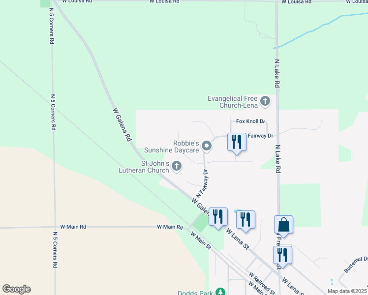 map of restaurants, bars, coffee shops, grocery stores, and more near 633 North Quail Drive in Lena