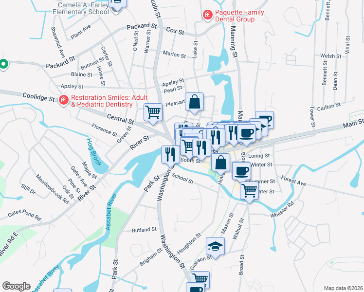map of restaurants, bars, coffee shops, grocery stores, and more near in Hudson