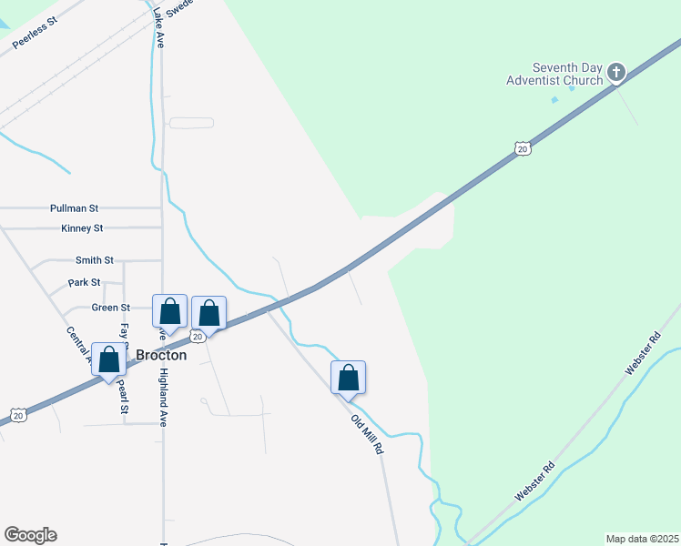 map of restaurants, bars, coffee shops, grocery stores, and more near 138 Main Street in Brocton
