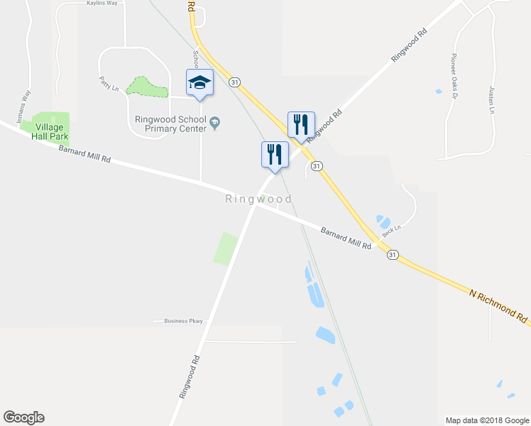 map of restaurants, bars, coffee shops, grocery stores, and more near 5019 Barnard Mill Road in Ringwood