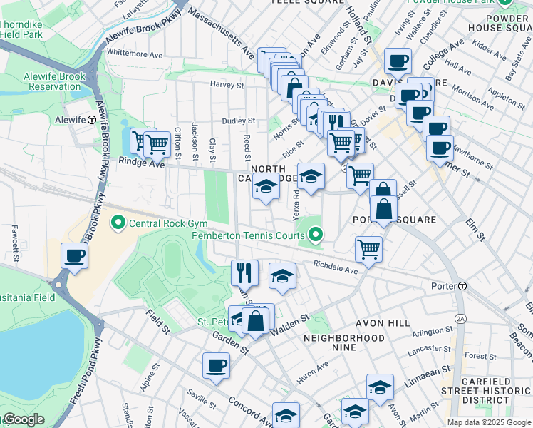 map of restaurants, bars, coffee shops, grocery stores, and more near 6 Notre Dame Ave in Mid-Cambridge