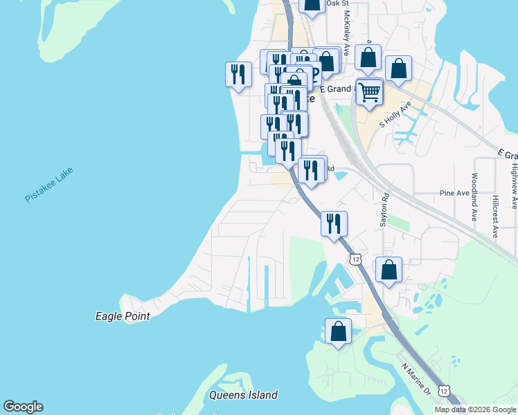 map of restaurants, bars, coffee shops, grocery stores, and more near 27 Covington in Fox Lake