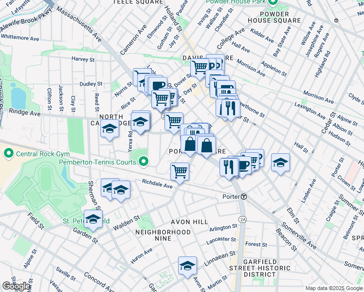 map of restaurants, bars, coffee shops, grocery stores, and more near in Cambridge
