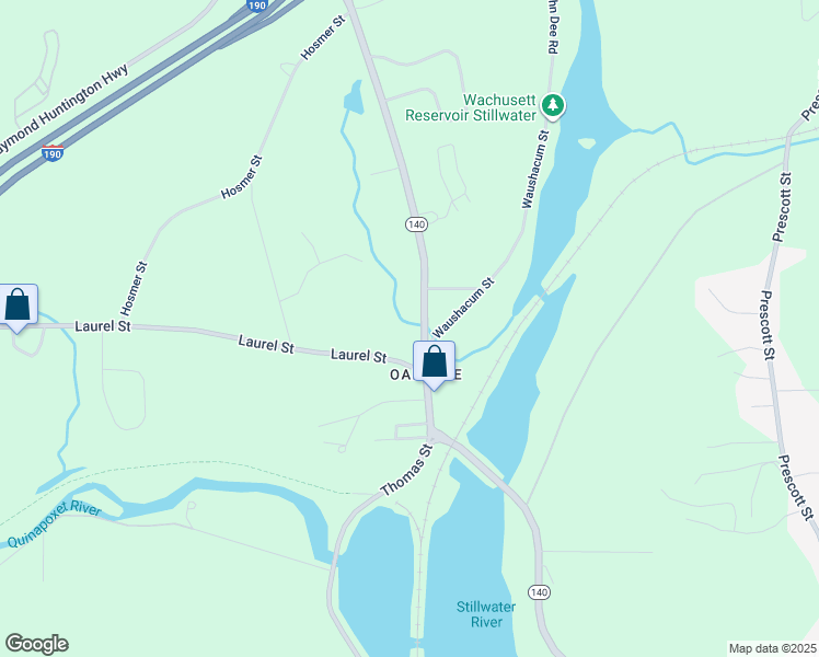 map of restaurants, bars, coffee shops, grocery stores, and more near 47 North Main Street in West Boylston