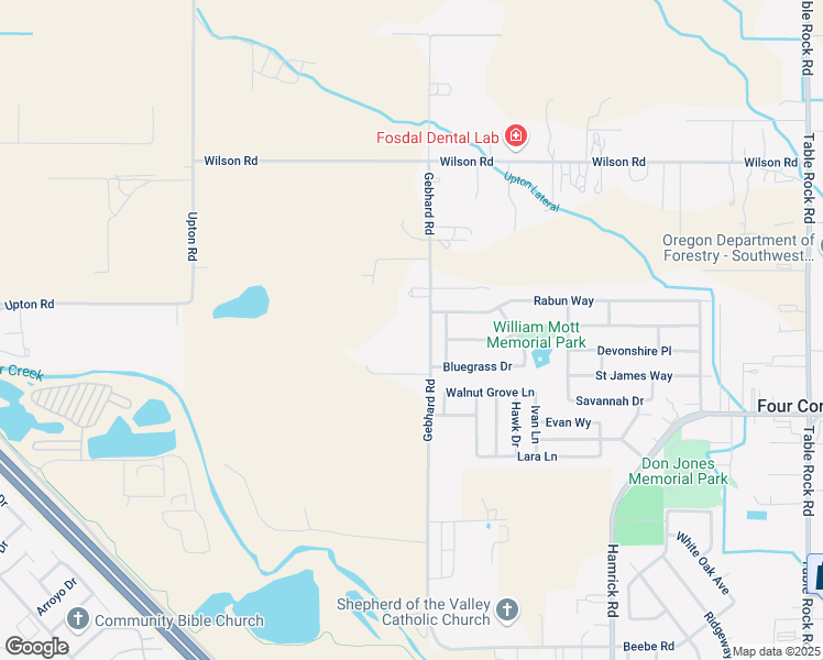 map of restaurants, bars, coffee shops, grocery stores, and more near 5161 Gebhard Road in Central Point
