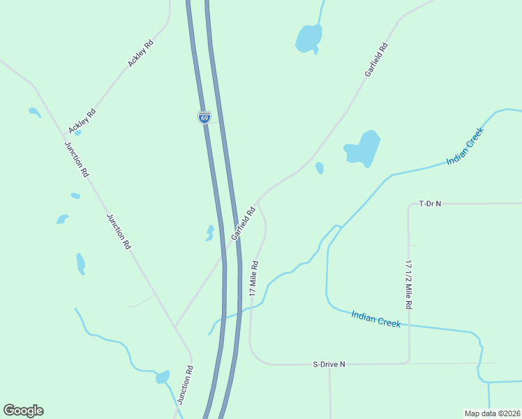 map of restaurants, bars, coffee shops, grocery stores, and more near 17022-17086 Garfield Road in Olivet