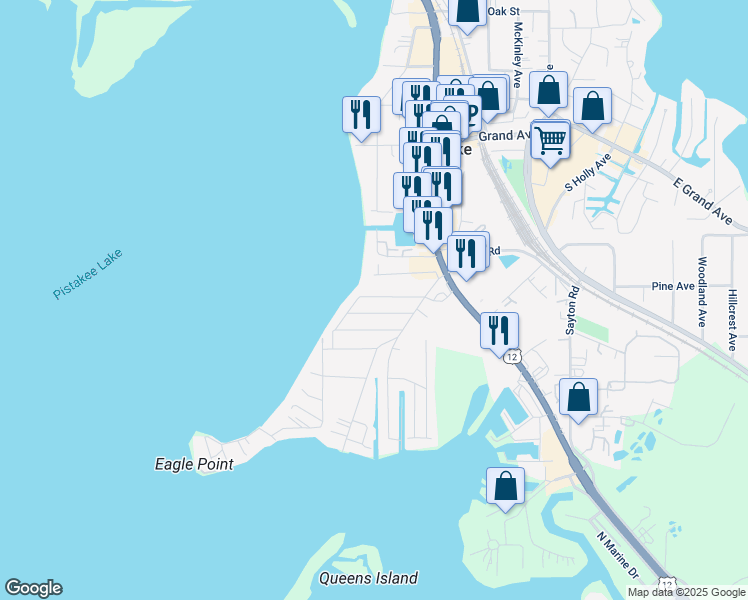 map of restaurants, bars, coffee shops, grocery stores, and more near 27 Covington in Fox Lake