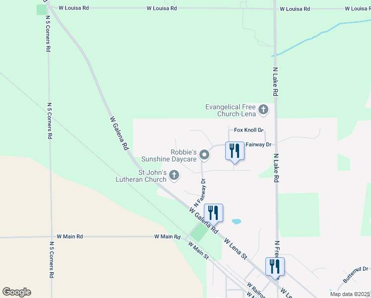 map of restaurants, bars, coffee shops, grocery stores, and more near 633 North Quail Drive in Lena
