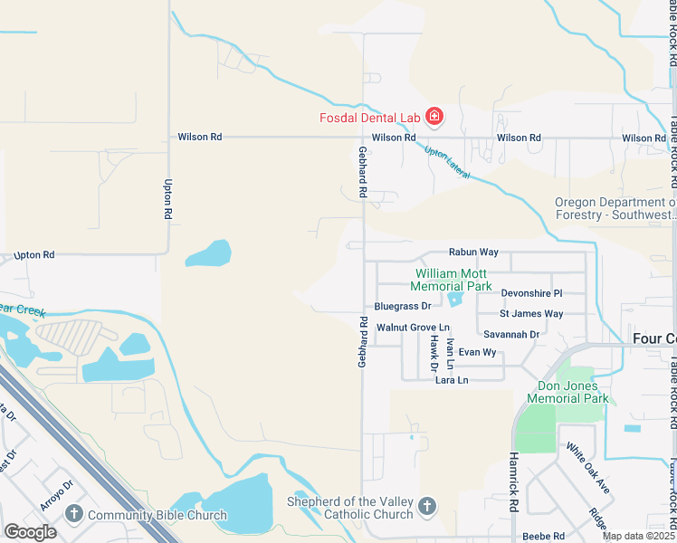 map of restaurants, bars, coffee shops, grocery stores, and more near 5161 Gebhard Road in Central Point
