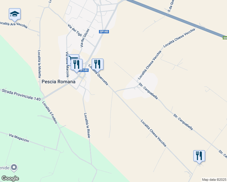 map of restaurants, bars, coffee shops, grocery stores, and more near 1 Localitấ Quercette in Provincia di Viterbo