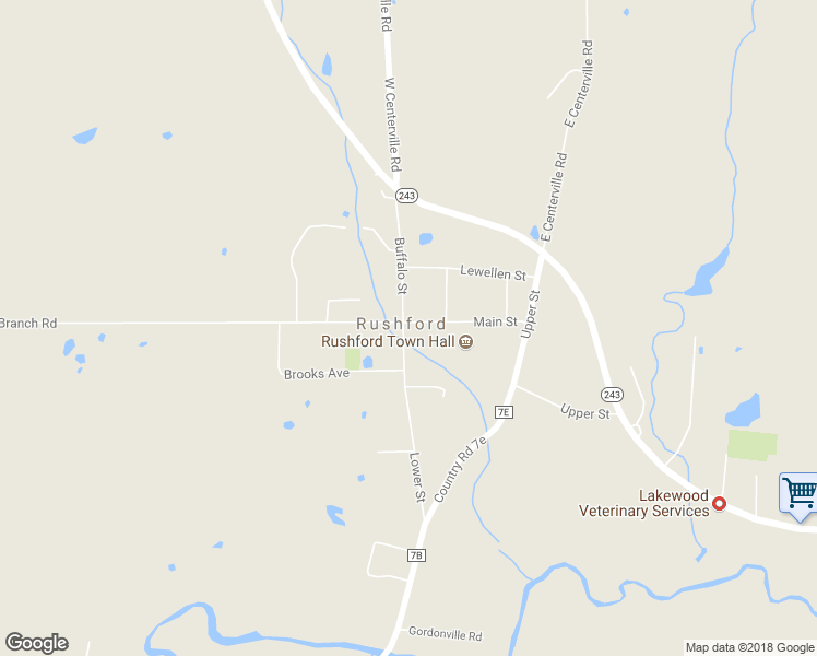 map of restaurants, bars, coffee shops, grocery stores, and more near 9033 Main Street in Rushford