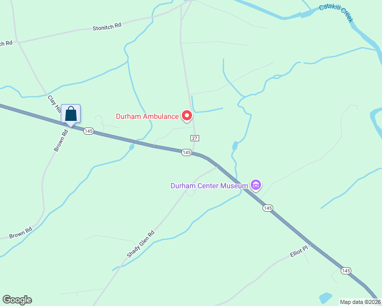 map of restaurants, bars, coffee shops, grocery stores, and more near 3550 Route 145 in East Durham