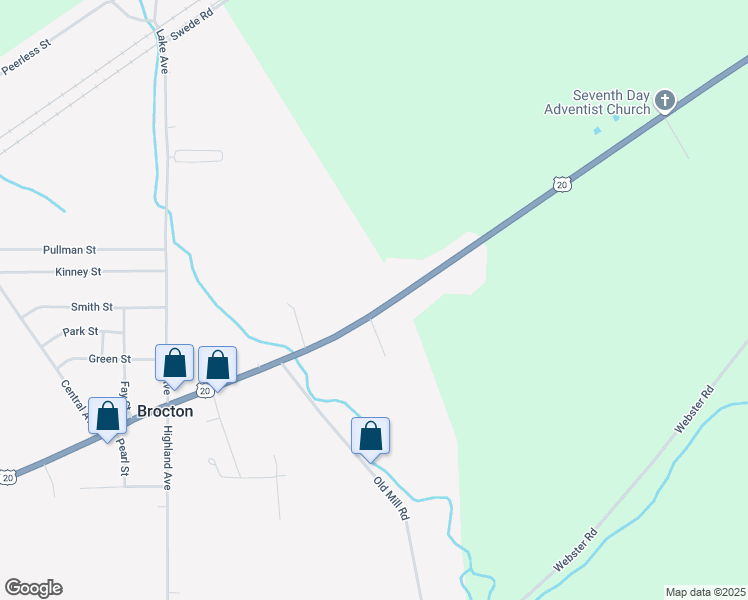 map of restaurants, bars, coffee shops, grocery stores, and more near 138 Main Street in Brocton