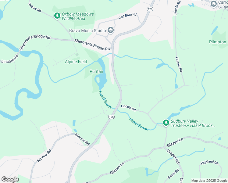 map of restaurants, bars, coffee shops, grocery stores, and more near 216 Concord Road in Wayland