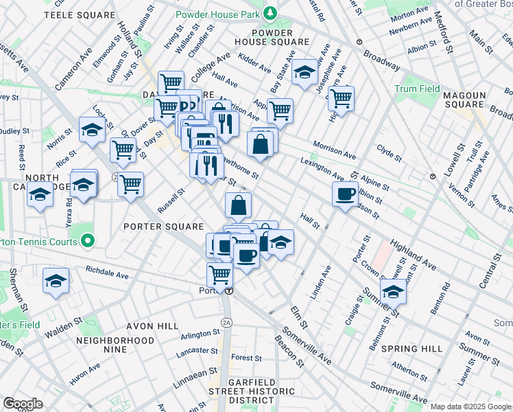 map of restaurants, bars, coffee shops, grocery stores, and more near 328 Summer Street in Somerville