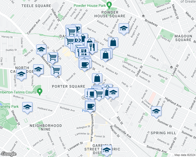 map of restaurants, bars, coffee shops, grocery stores, and more near 328 Summer Street in Somerville