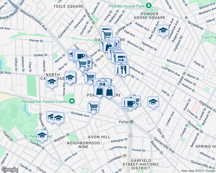 map of restaurants, bars, coffee shops, grocery stores, and more near 88 Orchard Street in Somerville