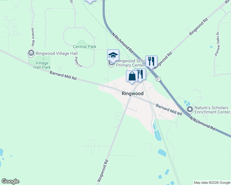 map of restaurants, bars, coffee shops, grocery stores, and more near 5202 Barnard Mill Road in Ringwood