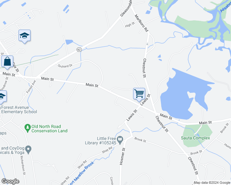 map of restaurants, bars, coffee shops, grocery stores, and more near 506 Main Street in Hudson