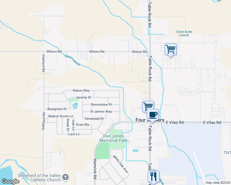 map of restaurants, bars, coffee shops, grocery stores, and more near 2619 Rabun Way in Central Point