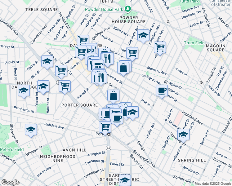 map of restaurants, bars, coffee shops, grocery stores, and more near 328 Summer Street in Somerville