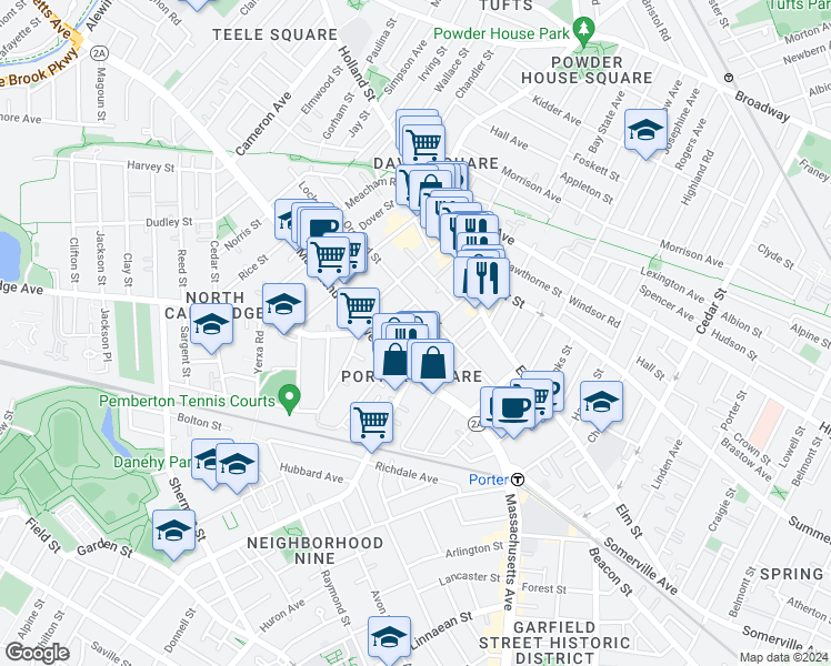 map of restaurants, bars, coffee shops, grocery stores, and more near 88 Orchard Street in Somerville