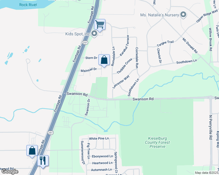 map of restaurants, bars, coffee shops, grocery stores, and more near 9120 Romeldale Lane in Roscoe