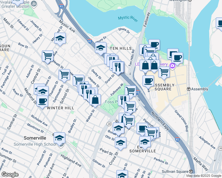 map of restaurants, bars, coffee shops, grocery stores, and more near in Middlesex County