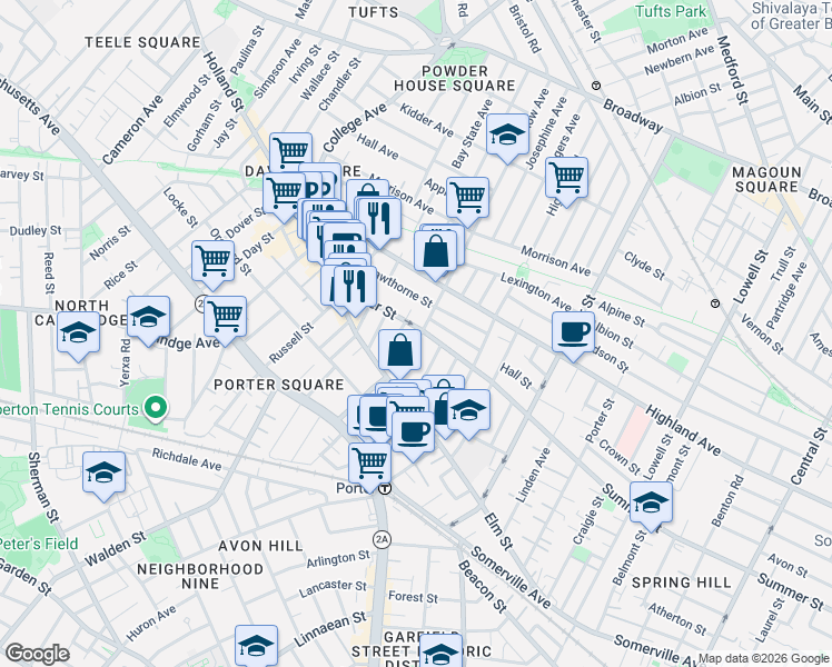 map of restaurants, bars, coffee shops, grocery stores, and more near 328 Summer Street in Somerville
