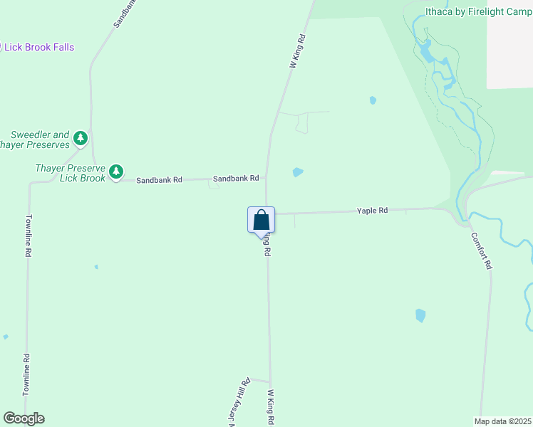 map of restaurants, bars, coffee shops, grocery stores, and more near West King Road & Yaple Road in Ithaca