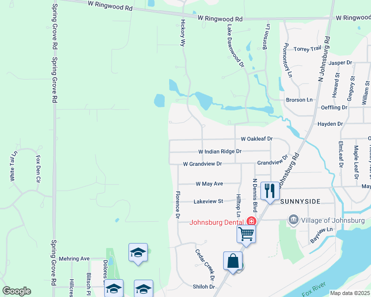map of restaurants, bars, coffee shops, grocery stores, and more near 2001 West Oakleaf Drive in McHenry