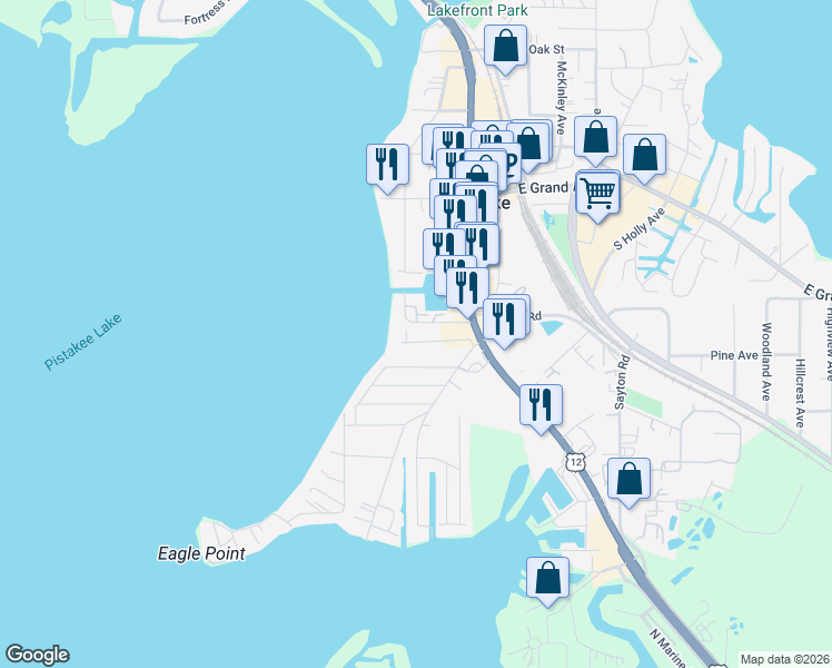 map of restaurants, bars, coffee shops, grocery stores, and more near 26 Matts Road in Fox Lake