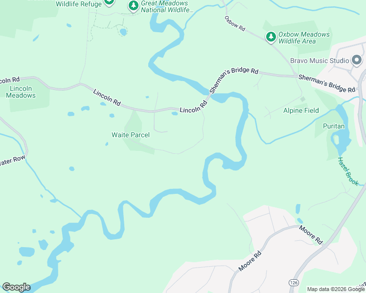map of restaurants, bars, coffee shops, grocery stores, and more near 52 Lincoln Lane in Sudbury