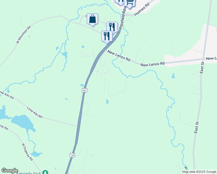 map of restaurants, bars, coffee shops, grocery stores, and more near 1 Rolling Hills in Lenox