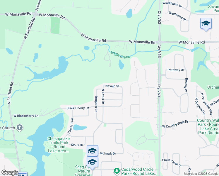 map of restaurants, bars, coffee shops, grocery stores, and more near 701 Navajo Street in Round Lake Heights