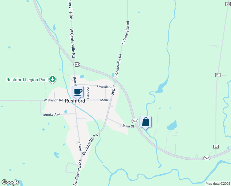 map of restaurants, bars, coffee shops, grocery stores, and more near 9026 Upper in Rushford