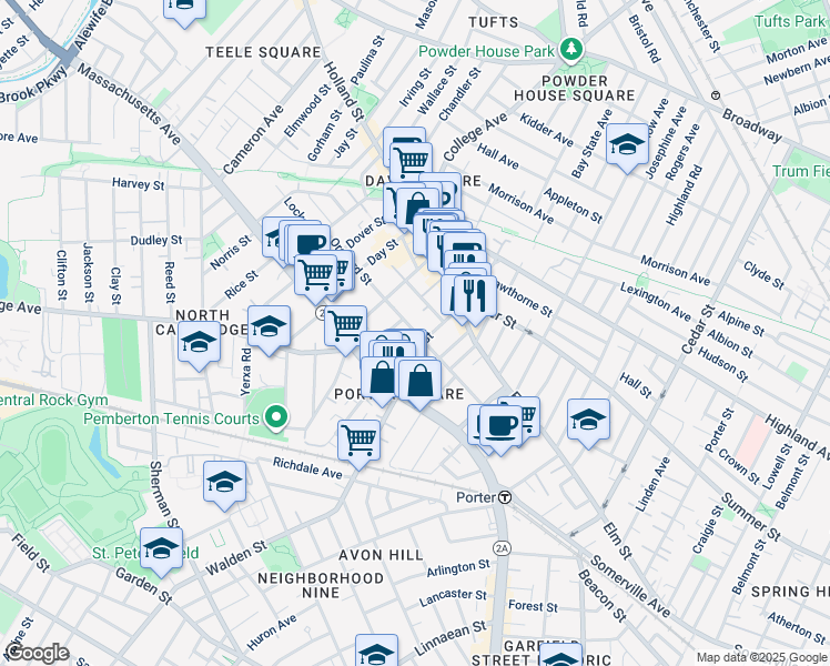 map of restaurants, bars, coffee shops, grocery stores, and more near 88 Orchard Street in Somerville