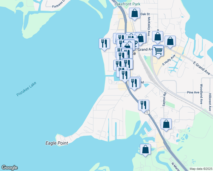 map of restaurants, bars, coffee shops, grocery stores, and more near 26 Matts Road in Fox Lake