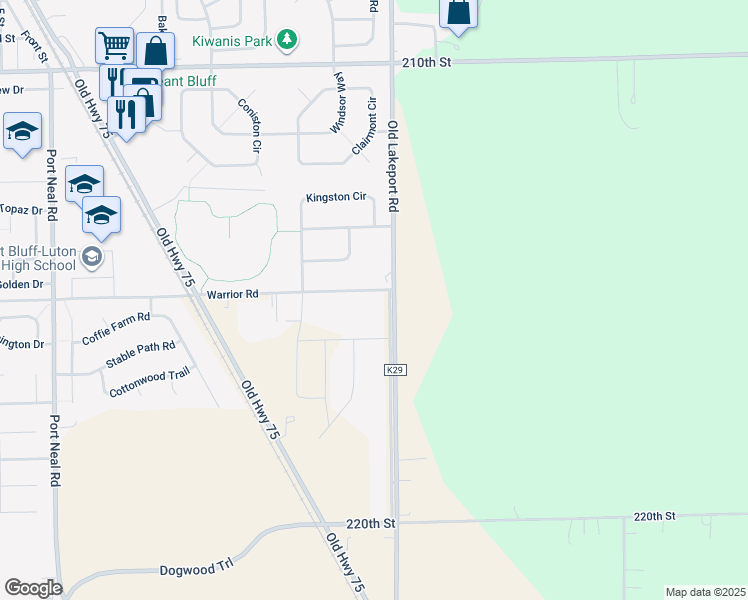 map of restaurants, bars, coffee shops, grocery stores, and more near 1356 Warrior Road in Sergeant Bluff
