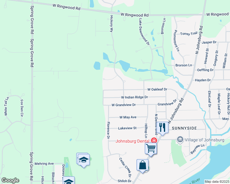map of restaurants, bars, coffee shops, grocery stores, and more near 2001 West Oakleaf Drive in McHenry