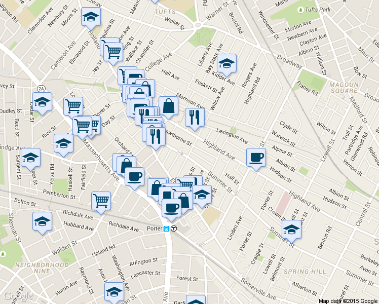 map of restaurants, bars, coffee shops, grocery stores, and more near 328 Summer Street in Somerville