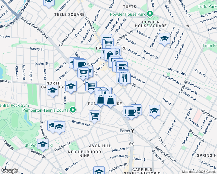 map of restaurants, bars, coffee shops, grocery stores, and more near 88 Orchard Street in Somerville