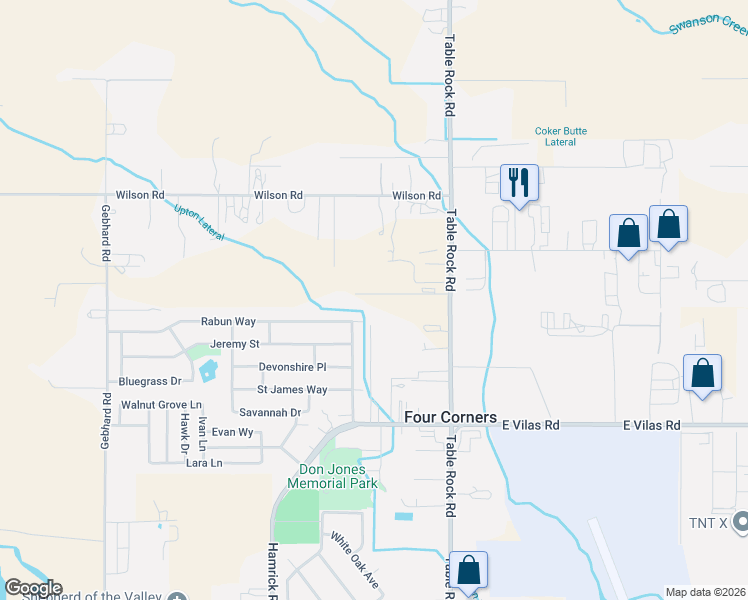 map of restaurants, bars, coffee shops, grocery stores, and more near 2659 Rabun Way in Central Point