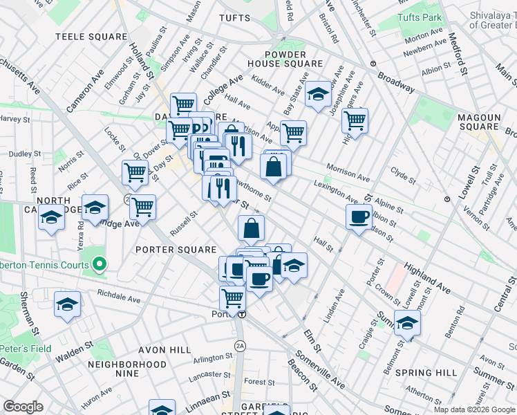 map of restaurants, bars, coffee shops, grocery stores, and more near 328 Summer Street in Somerville