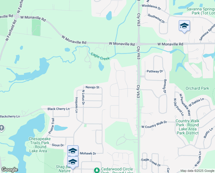 map of restaurants, bars, coffee shops, grocery stores, and more near 421 Cyprus Circle in Lake Villa