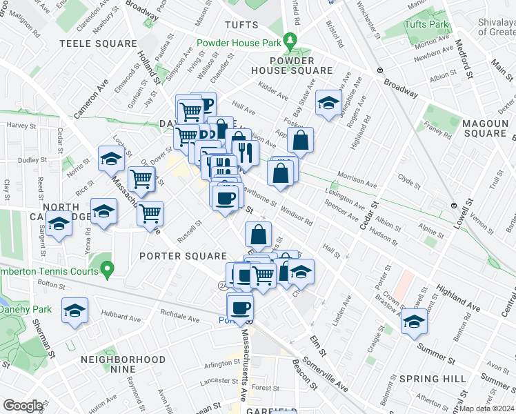 map of restaurants, bars, coffee shops, grocery stores, and more near 328 Summer Street in Somerville