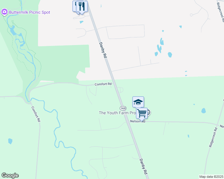 map of restaurants, bars, coffee shops, grocery stores, and more near 2-106 County Road 128 in Ithaca