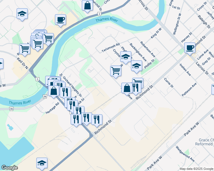 map of restaurants, bars, coffee shops, grocery stores, and more near 276 Merritt Avenue in Chatham