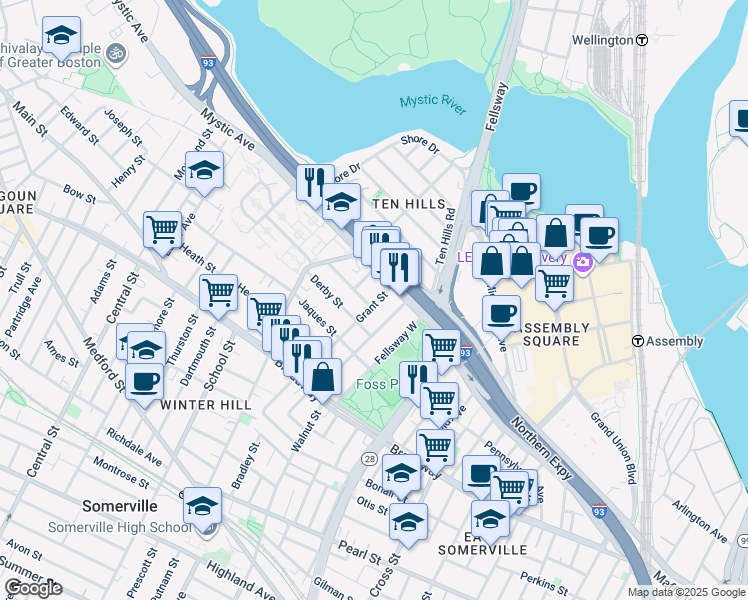 map of restaurants, bars, coffee shops, grocery stores, and more near in 